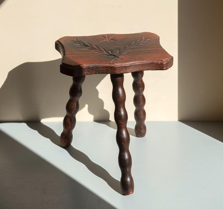 Antique Rustic French Bobbin Stool