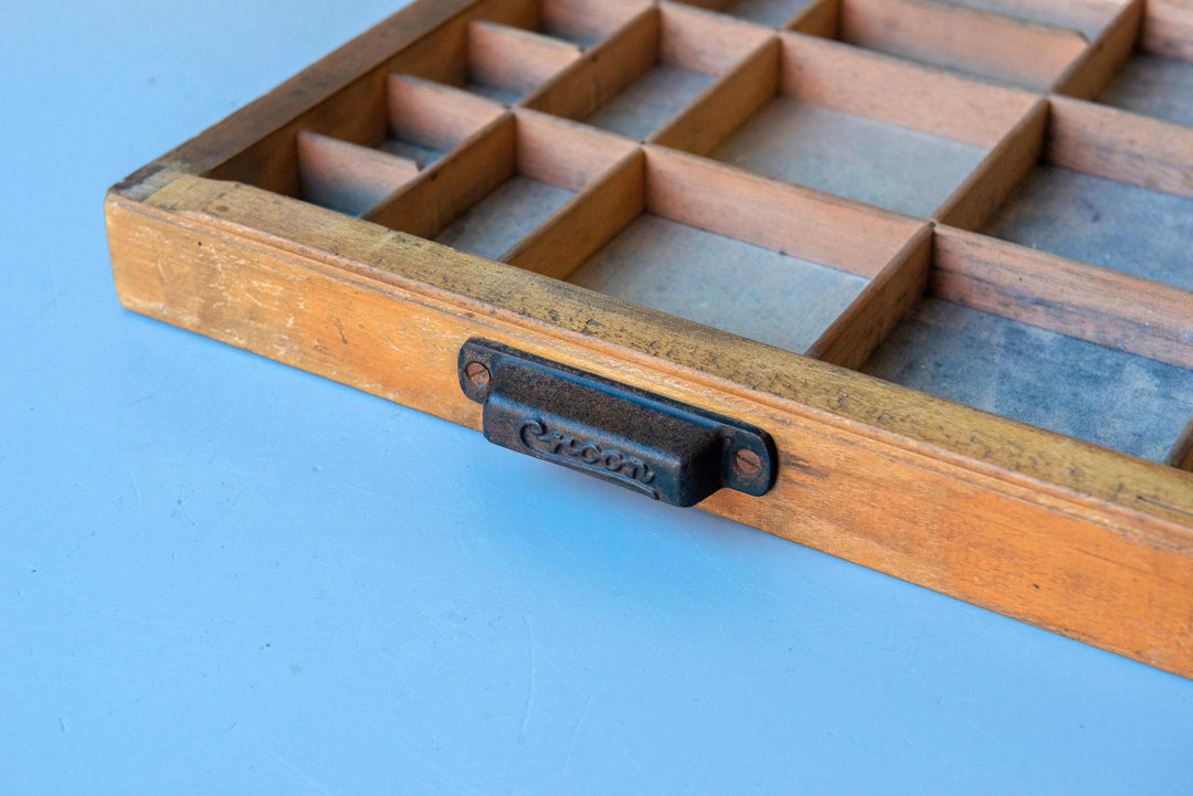 Vintage Printers Tray - Dutch Wooden Letterpress Drawer