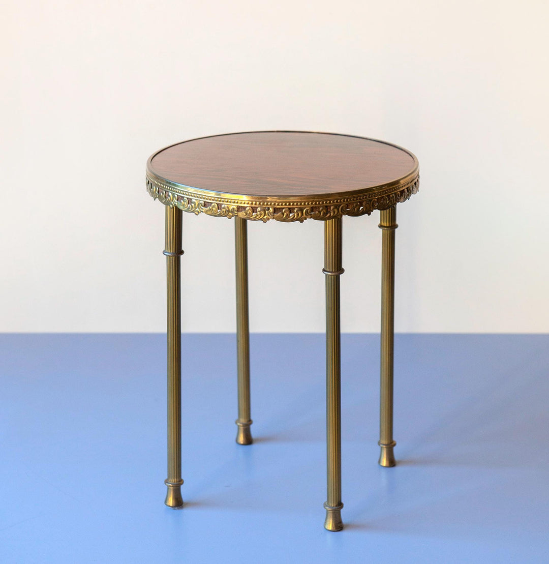Brass Round Side Table - Hollywood Regency Plant Stand