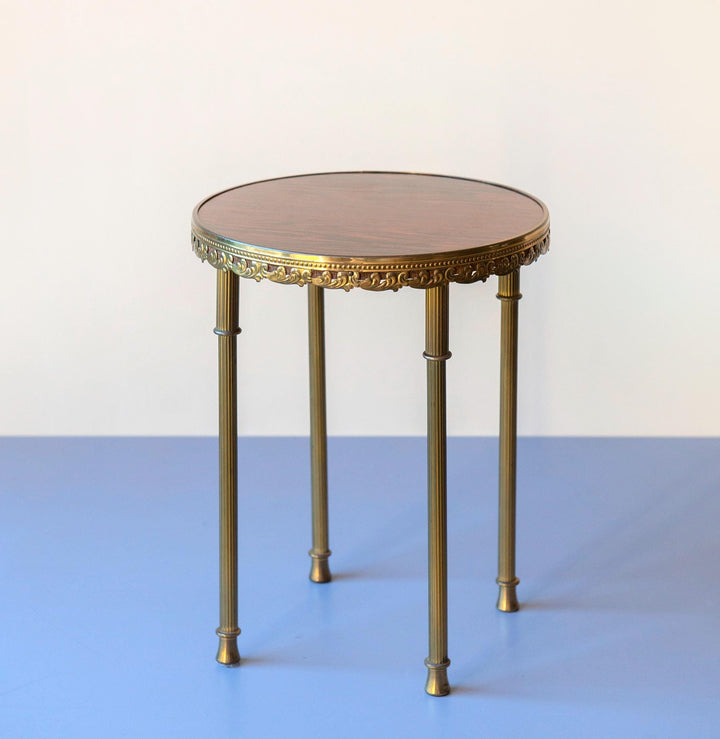 Brass Round Side Table - Hollywood Regency Plant Stand