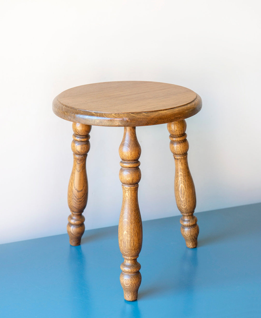 Antique Oak Stool with Turned Legs