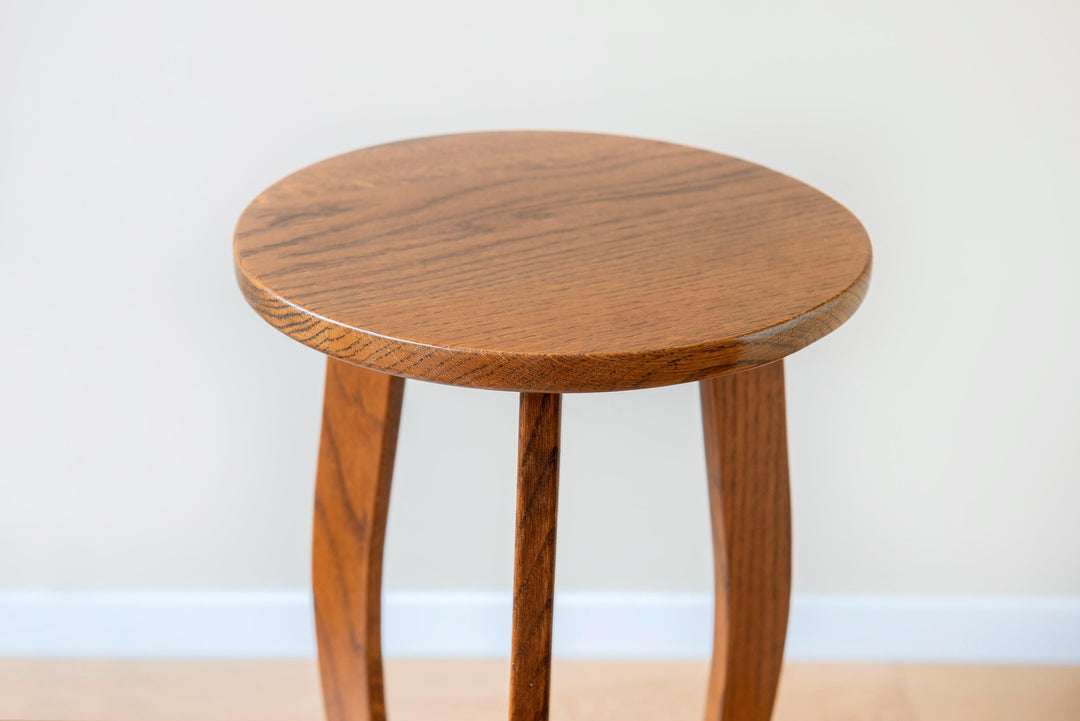 Art Deco Oak Side Table with Curved Legs