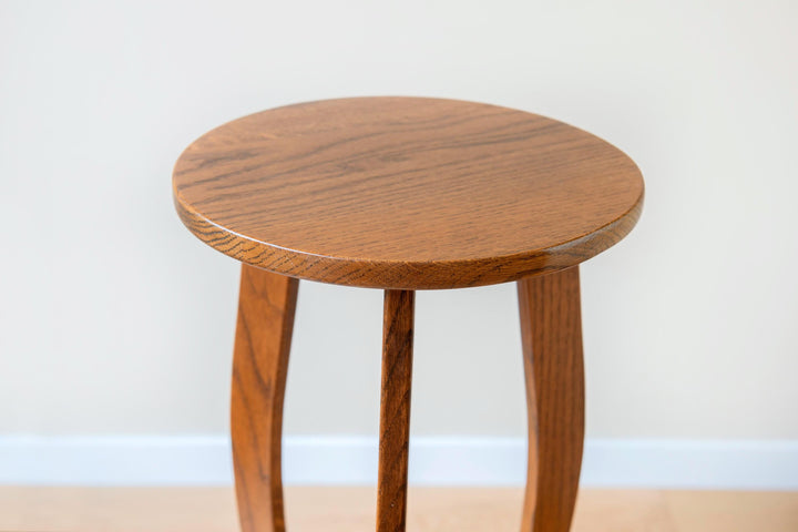 Art Deco Oak Side Table with Curved Legs
