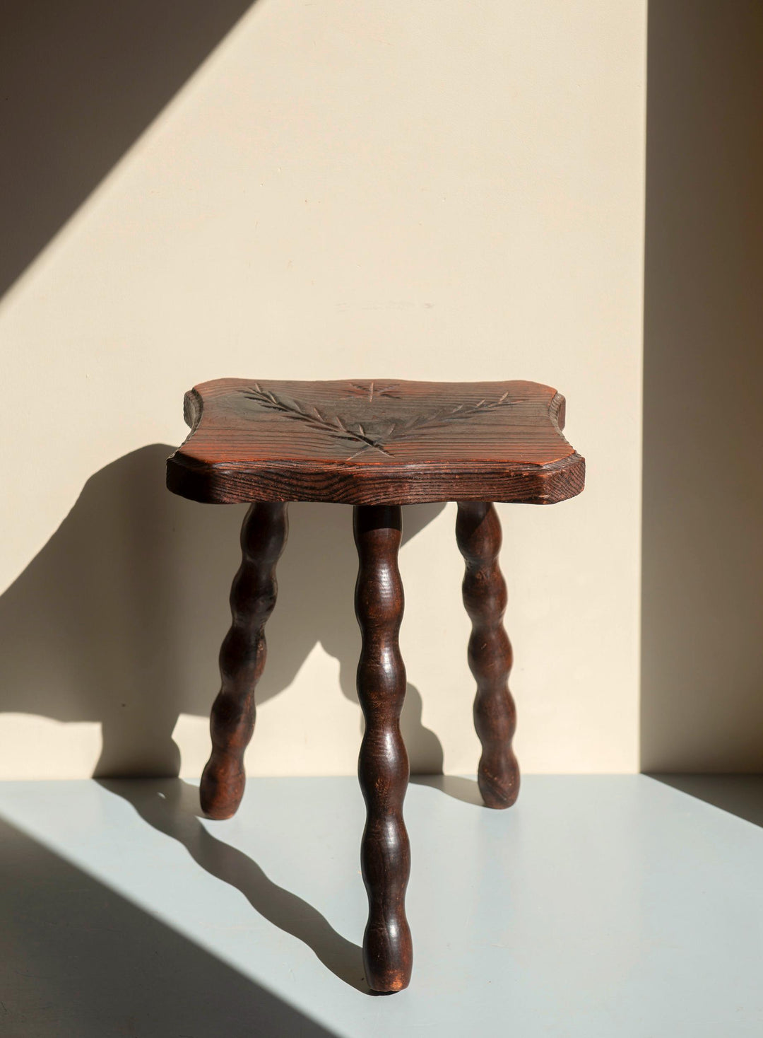 Antique Rustic French Bobbin Stool