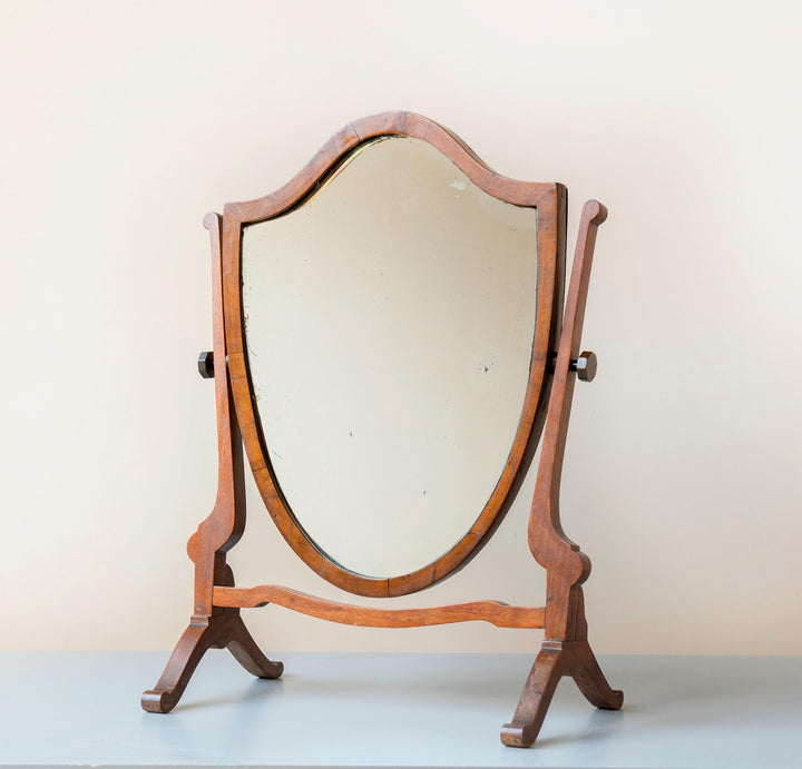 Antique Shield Mirror - English Mahogany Table Mirror