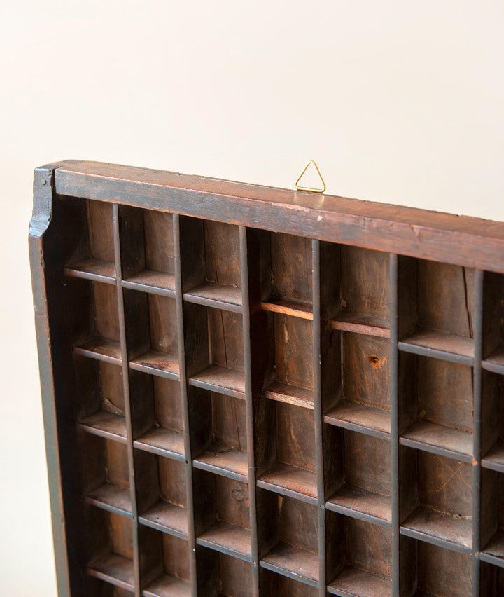 Antique Printer's Tray - Wooden Letterpress Type Case