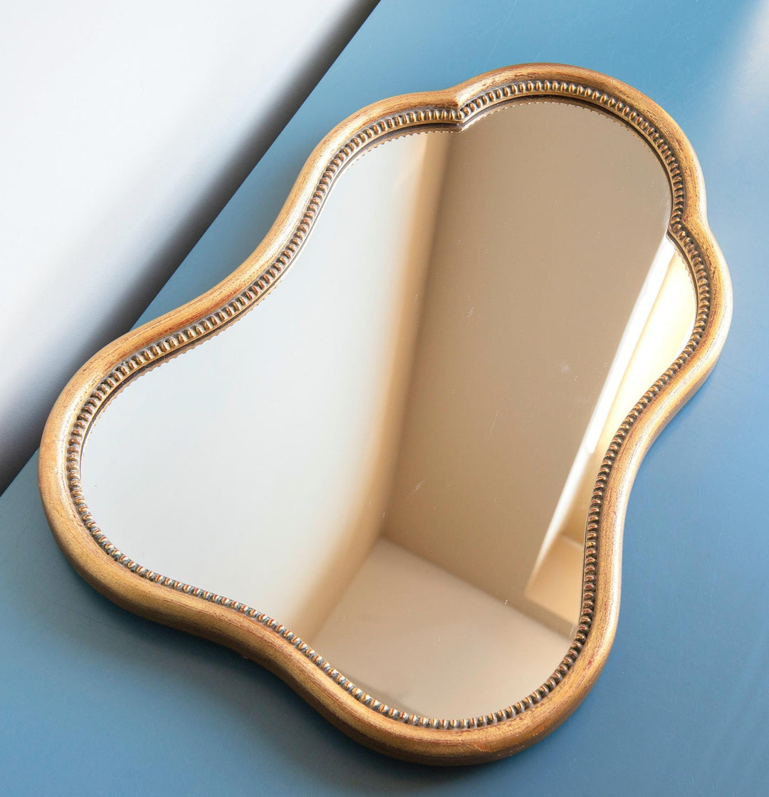 Vintage French Scalloped Gold Wall Mirror