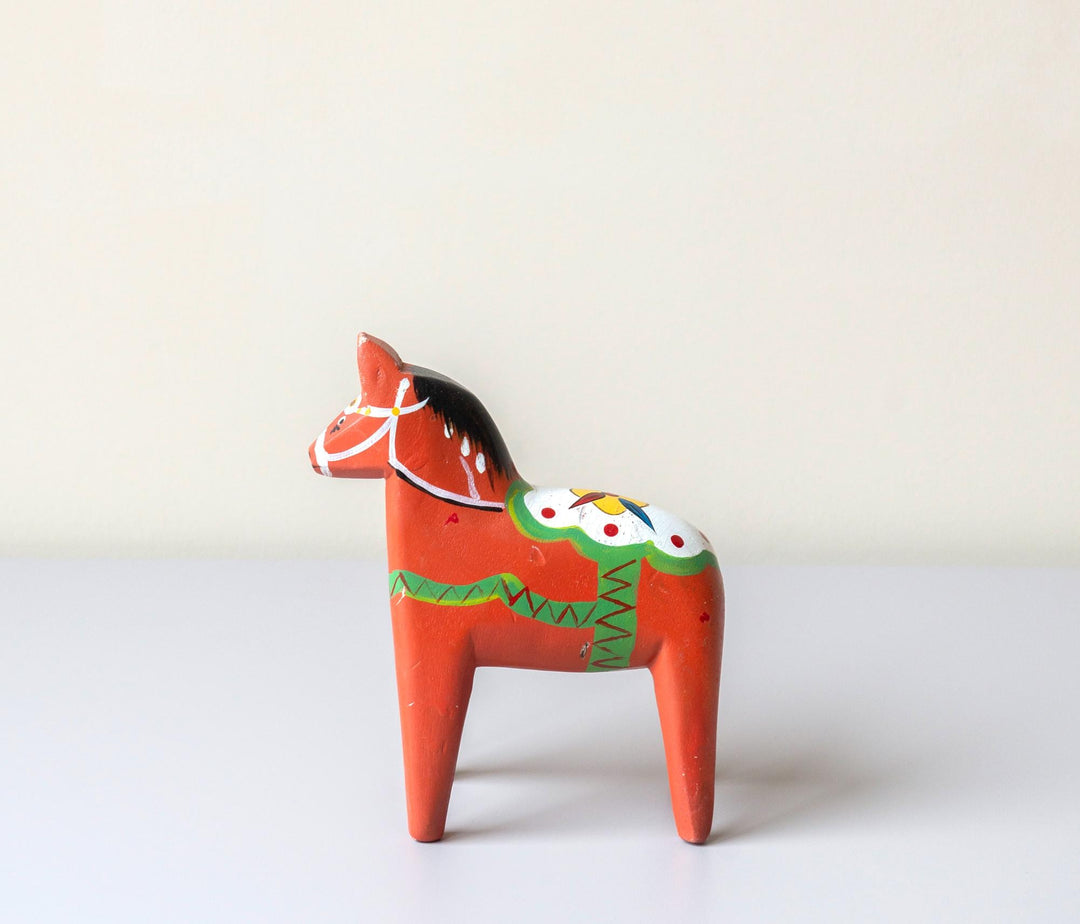Vintage Swedish Red Dala Horse Statue – 1970s