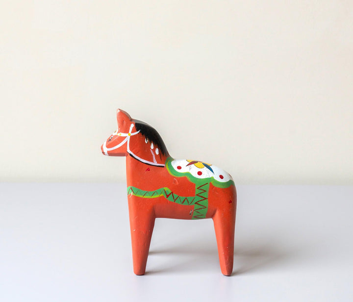 Vintage Swedish Red Dala Horse Statue – 1970s