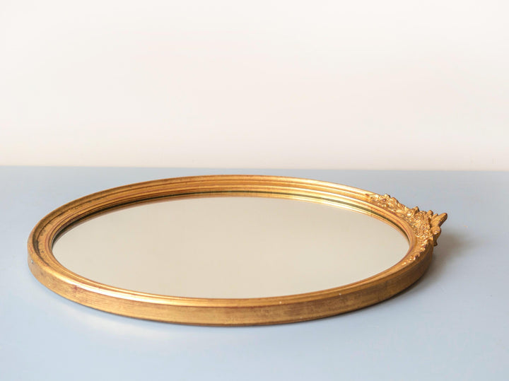 Vintage Deknudt Oval Mirror - Gilt Wood Floral Crest