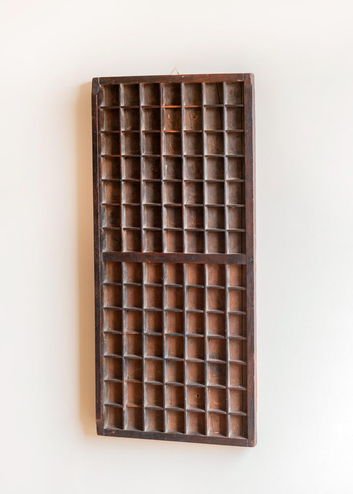 Antique Printer's Tray - Wooden Letterpress Type Case