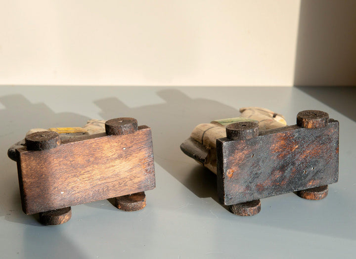 Pair of Vintage Indian Wooden Folk Art Horses