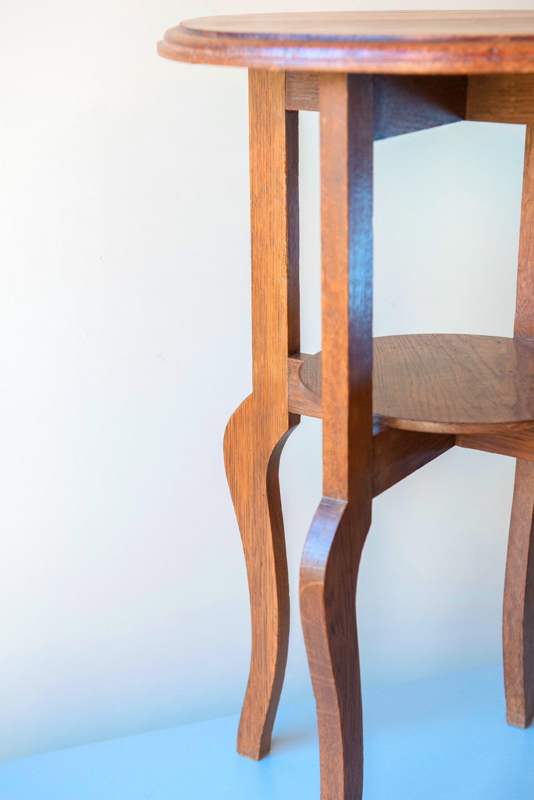 Art Deco Round Side Table - Solid Oak