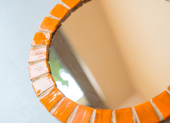 Vintage Orange Mosaic Tile Mirror, 1960s