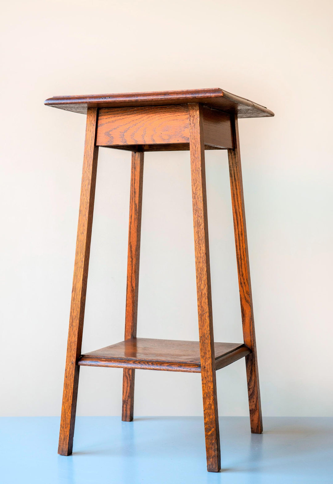 Art Deco Side Table - Solid Oak Two Tier Plant Stand
