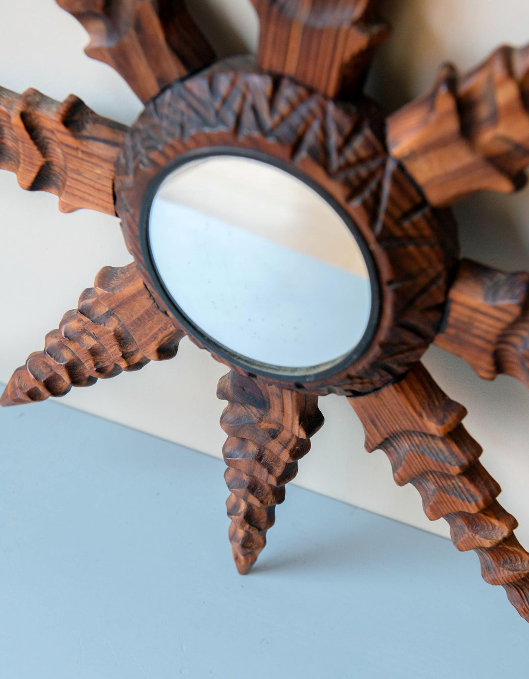 Vintage Spanish Carved Sunburst Mirror, 1960s