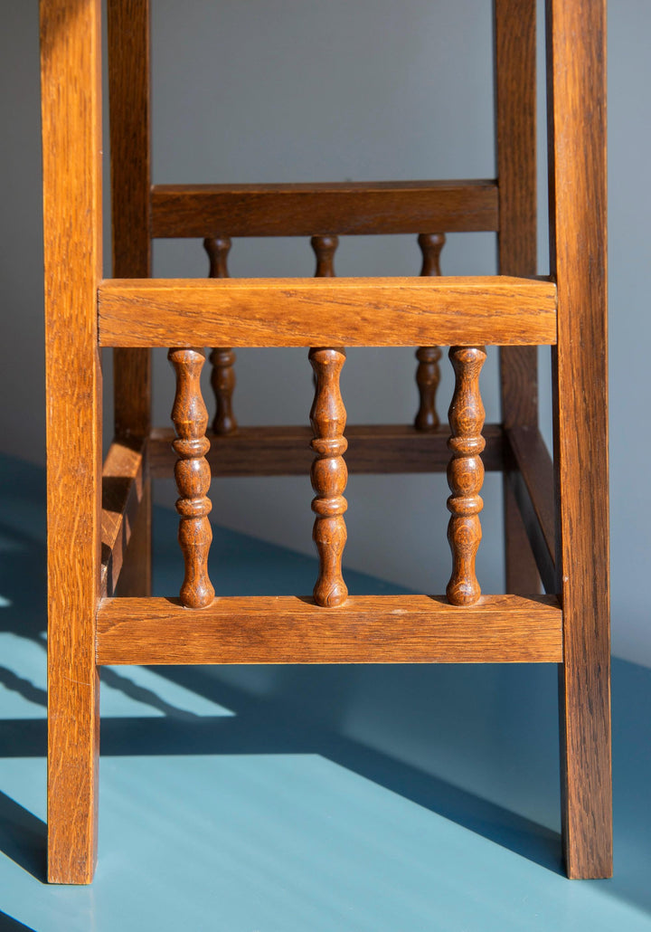 Vintage Dutch Oak Plant Stand with Spindle Details