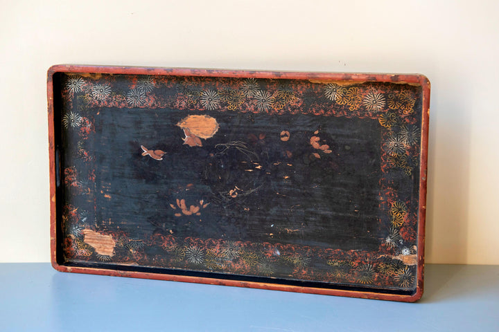 Antique Japanese Bamboo Side Table - Victorian Butler Tray