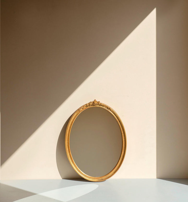 Vintage Deknudt Oval Mirror - Gilt Wood Floral Crest