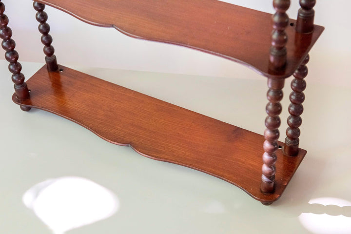 Antique Bobbin Wall Shelf - English Mahogany Etagere
