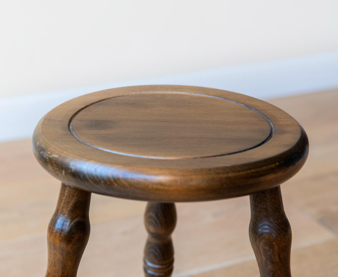 Vintage Oak Tripod Stool with Turned Legs