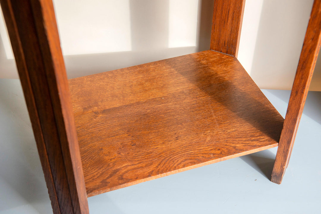 Art Deco Oak Side Table with Drawer