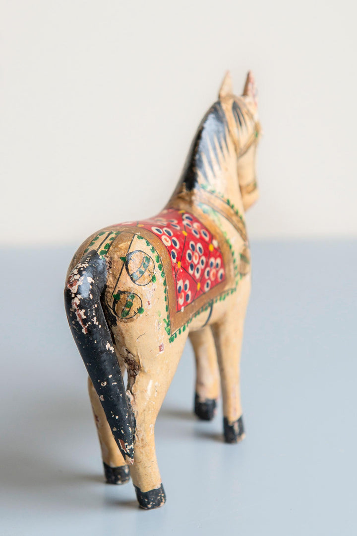 Small Antique Indian Rajasthani Wooden Wedding Horse