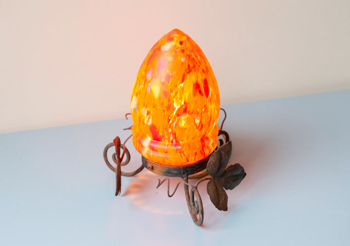 Antique Art Nouveau Wrought Iron Table Lamp