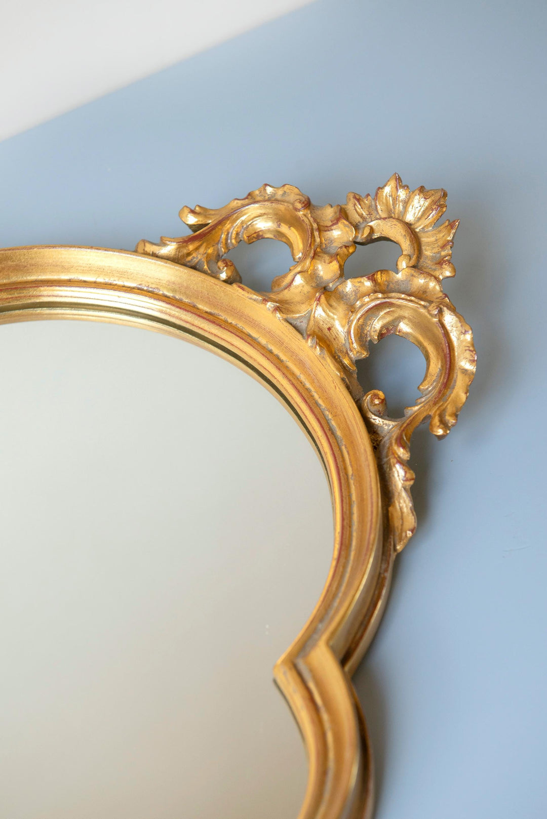 Vintage Belgian Deknudt Scalloped Gold Wall Mirror