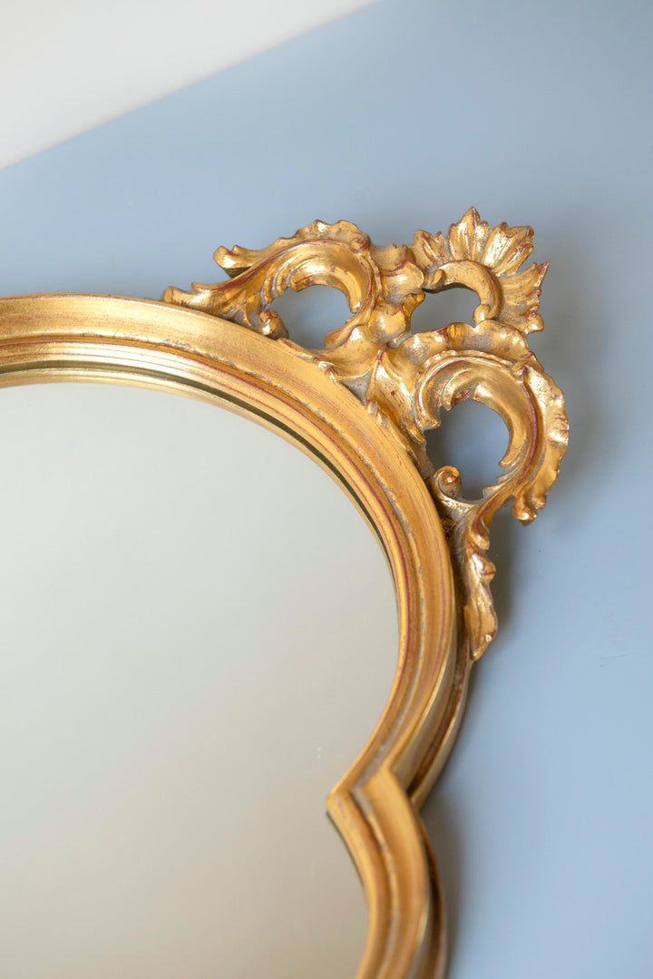 Vintage Belgian Deknudt Scalloped Gold Wall Mirror