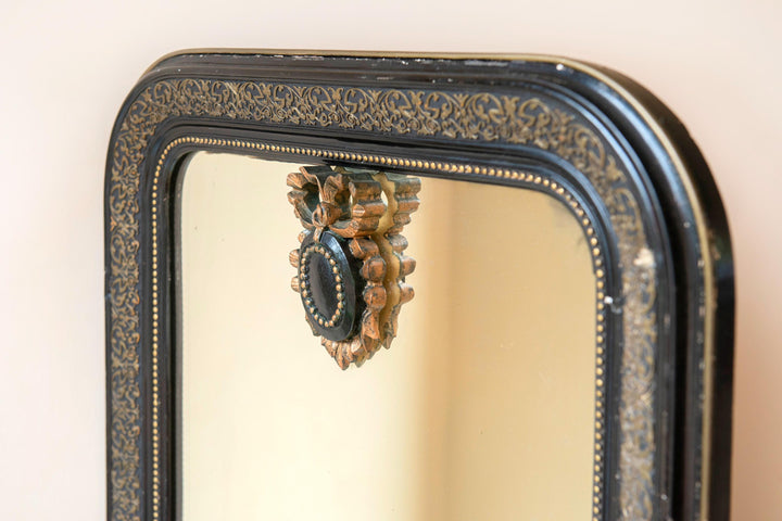 Antique French Black & Gold Louis Philippe Arch Mirror