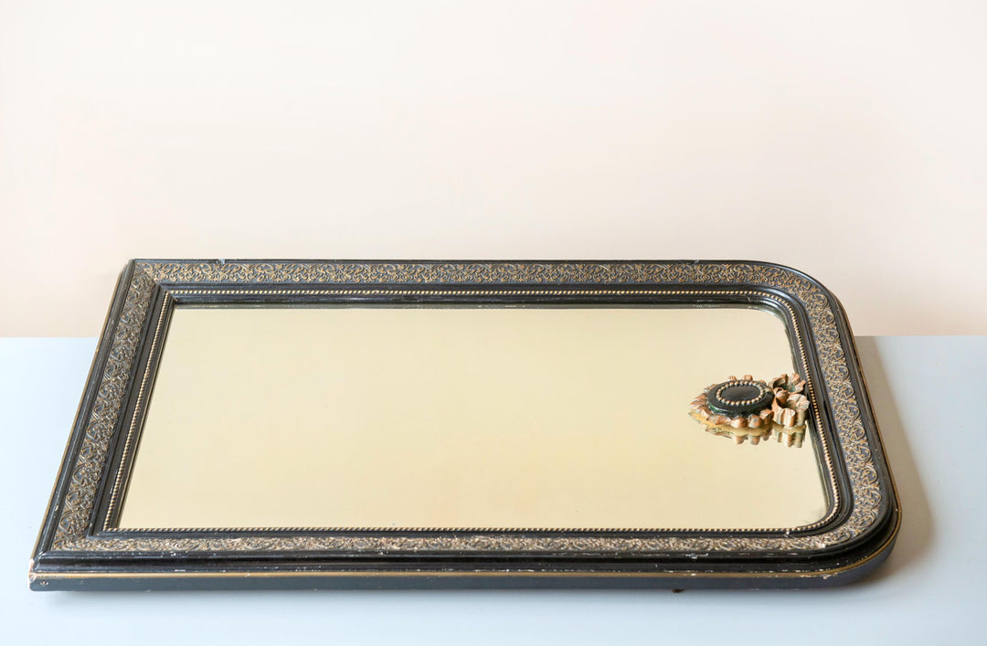 Antique French Black & Gold Louis Philippe Arch Mirror