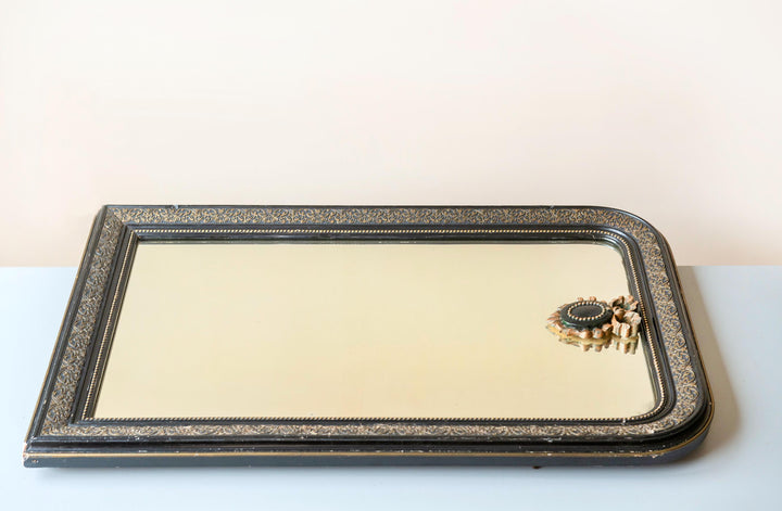 Antique French Black & Gold Louis Philippe Arch Mirror