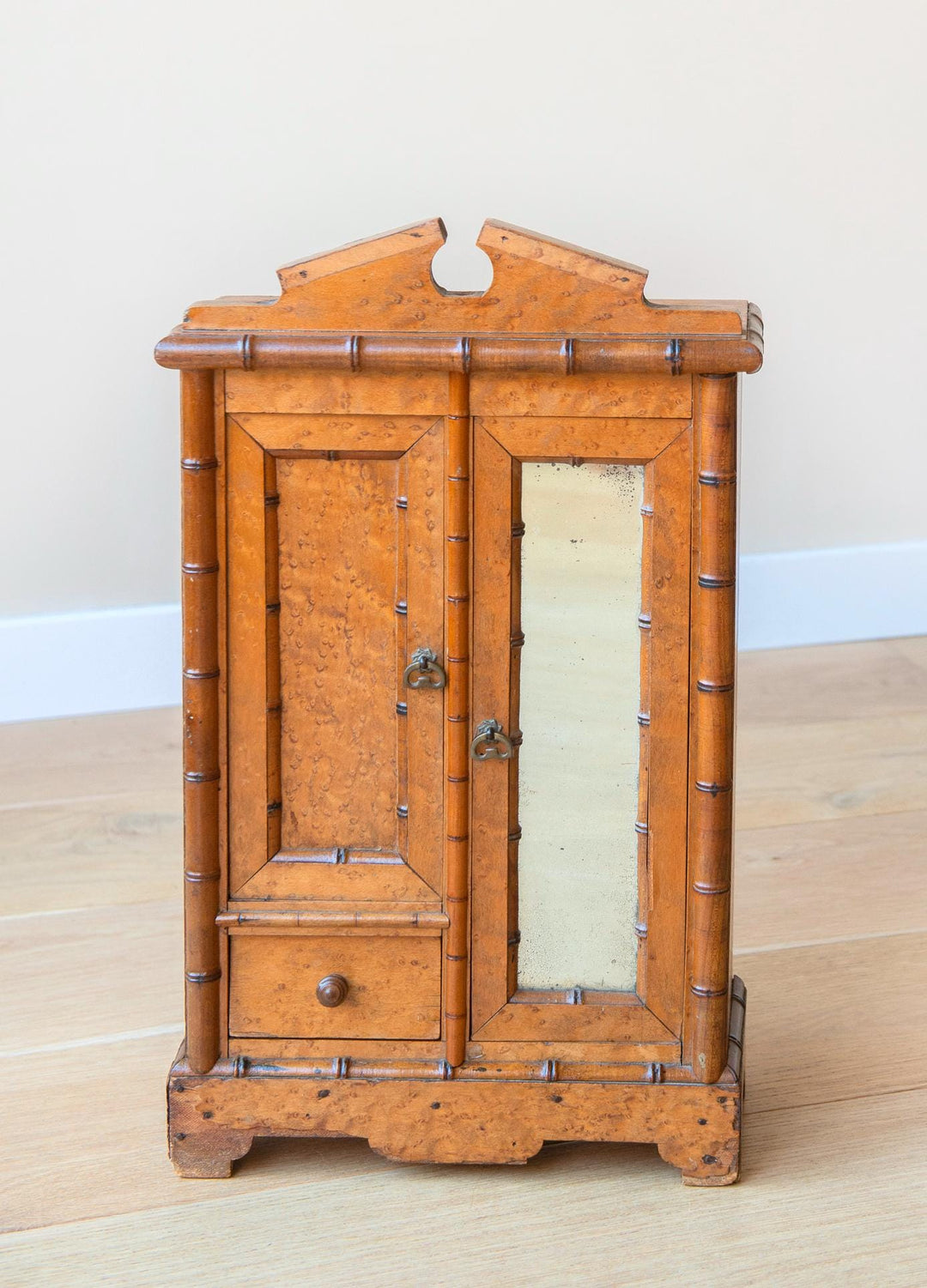 Antique French Faux Bamboo Wall Cabinet - 1920s