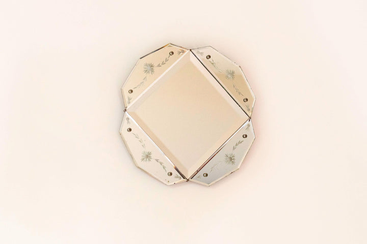 Antique Octagonal Wall Mirror - Venetian Style Etched Glass