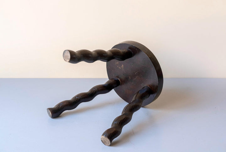 Antique Barley Twist Milking Stool - Handcrafted Oak Plant Stand