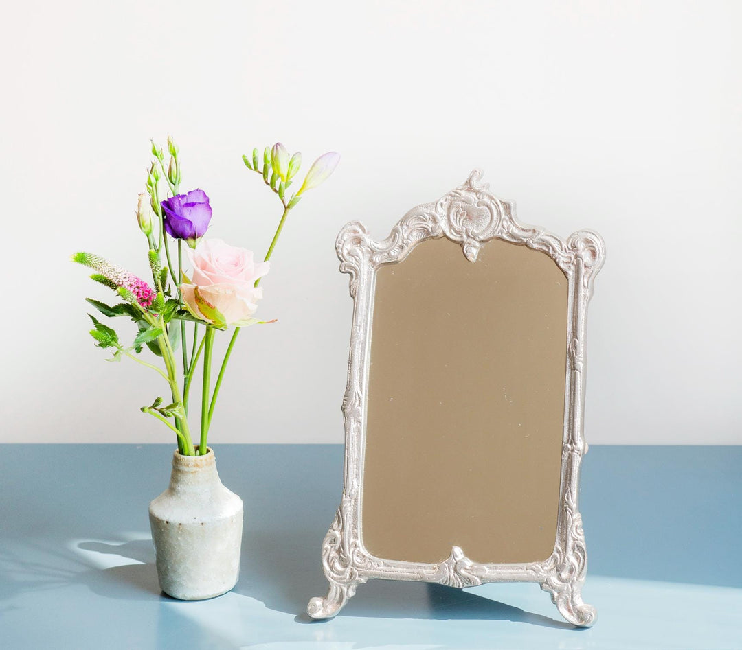 Vintage Ornate Silver Table Mirror