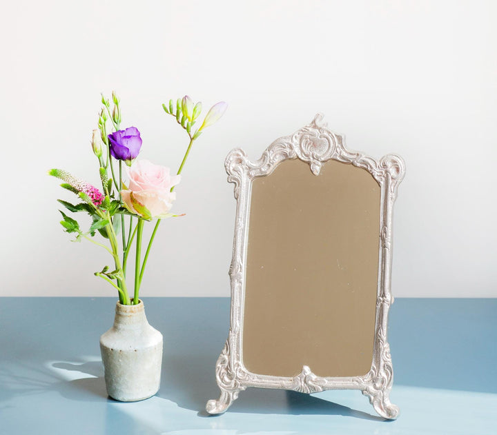 Vintage Ornate Silver Table Mirror