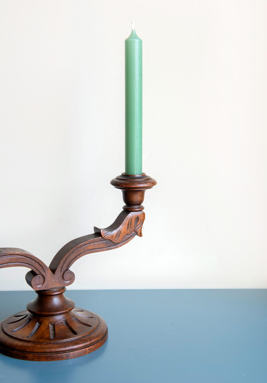 Antique Art Deco Oak Candle Holders – Pair, 1930s