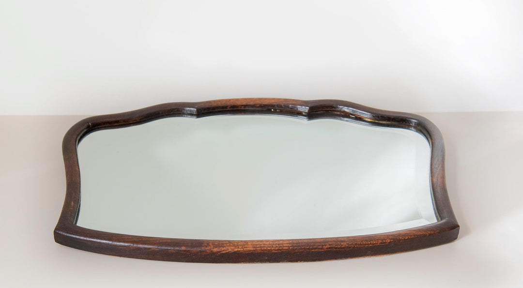 Antique Oak Wall Mirror - Dutch Victorian Wide Mirror
