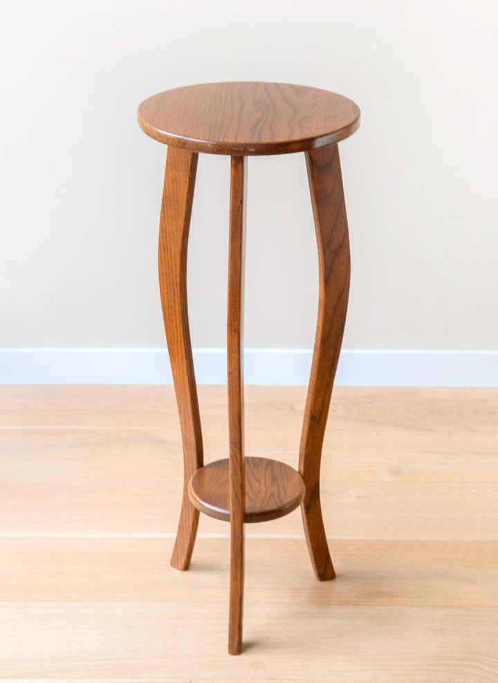 Art Deco Oak Side Table with Curved Legs