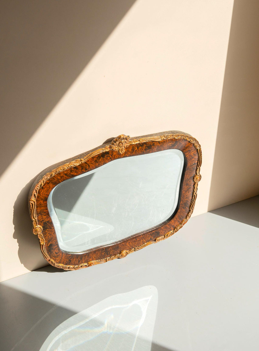 Vintage Faux Tortoiseshell Wall Mirror - French Louis XV Style