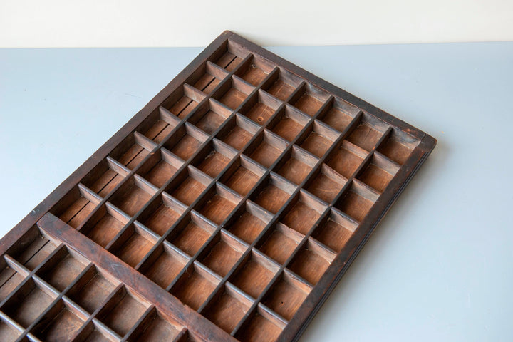 Antique Printer's Tray - Wooden Letterpress Type Case