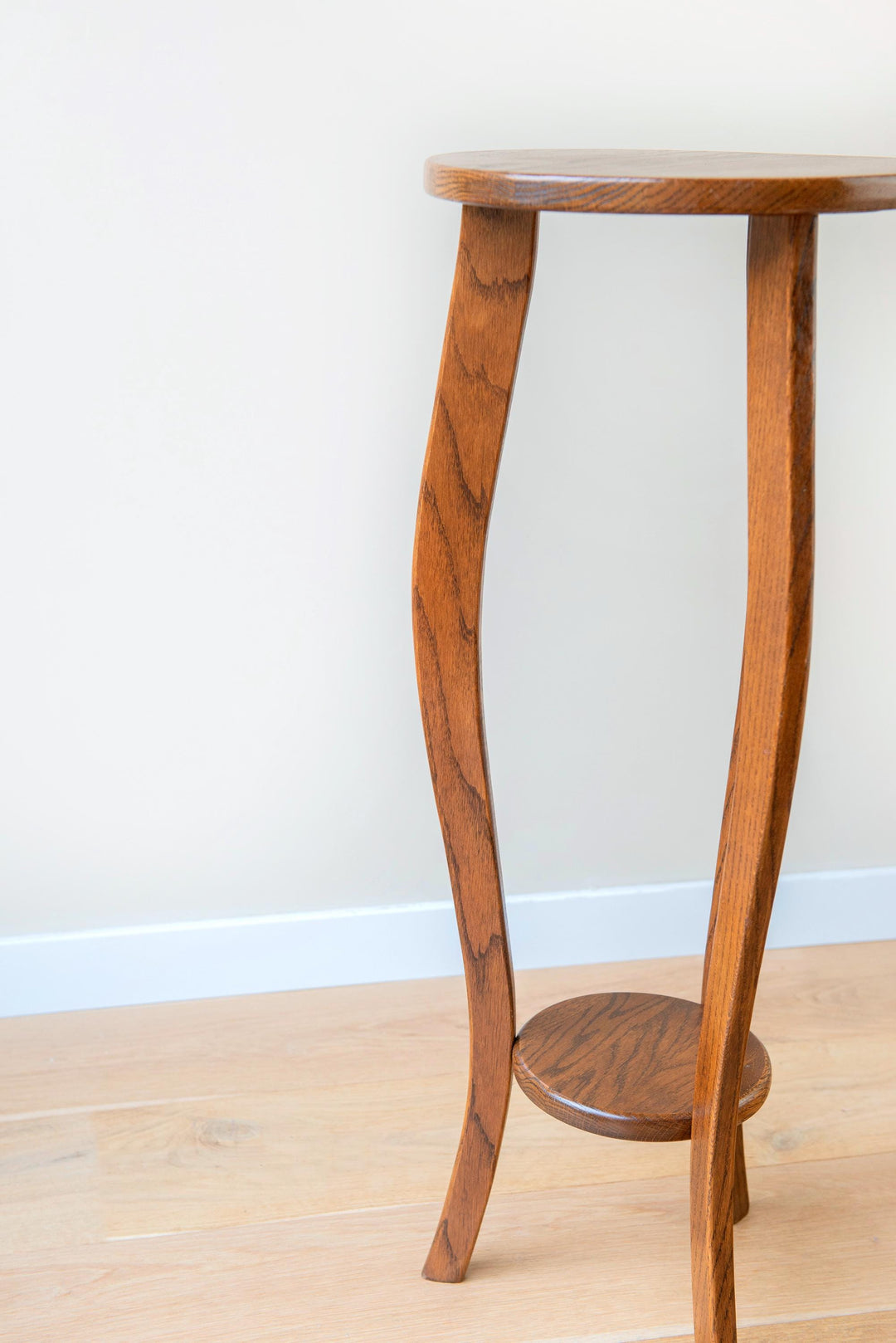 Art Deco Oak Side Table with Curved Legs