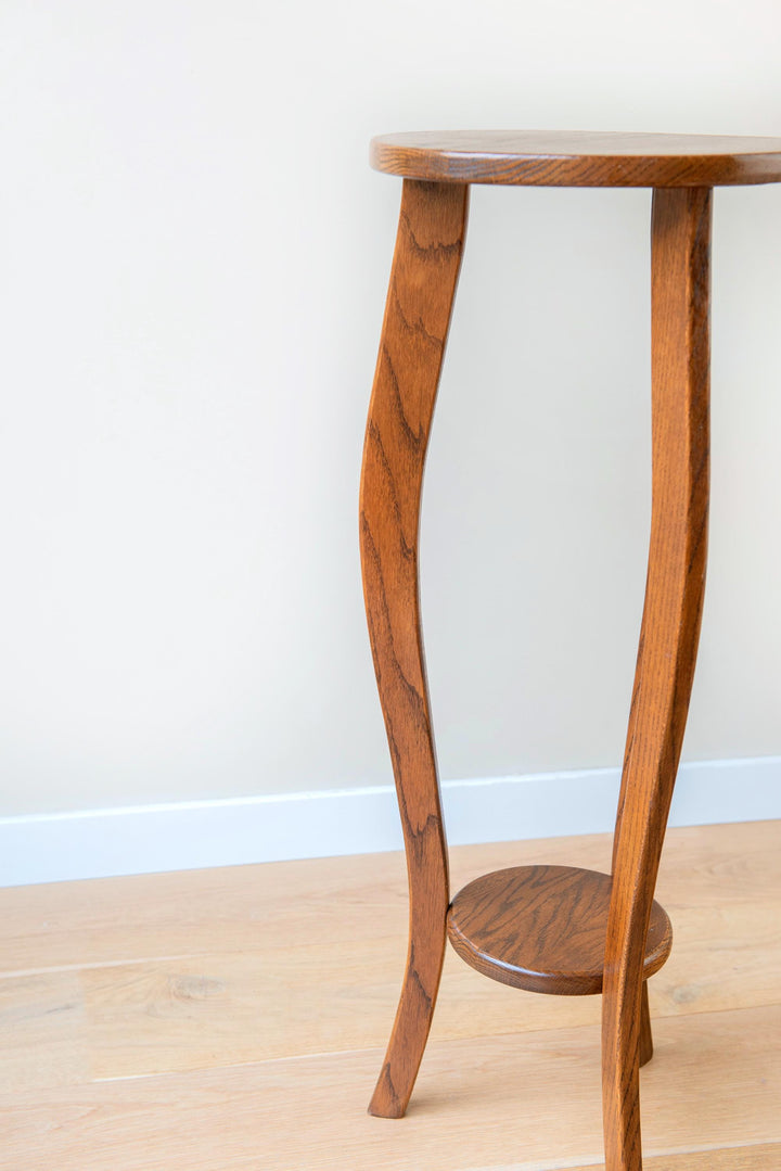 Art Deco Oak Side Table with Curved Legs