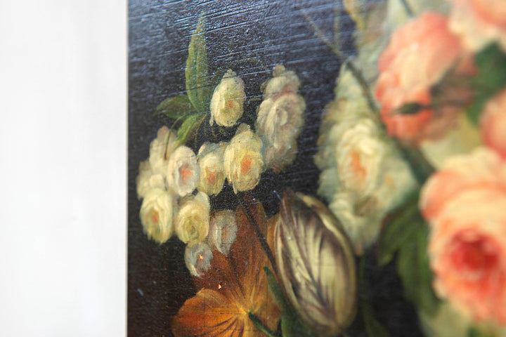 Antique Dutch Still Life Flower Painting on Canvas, 1900s