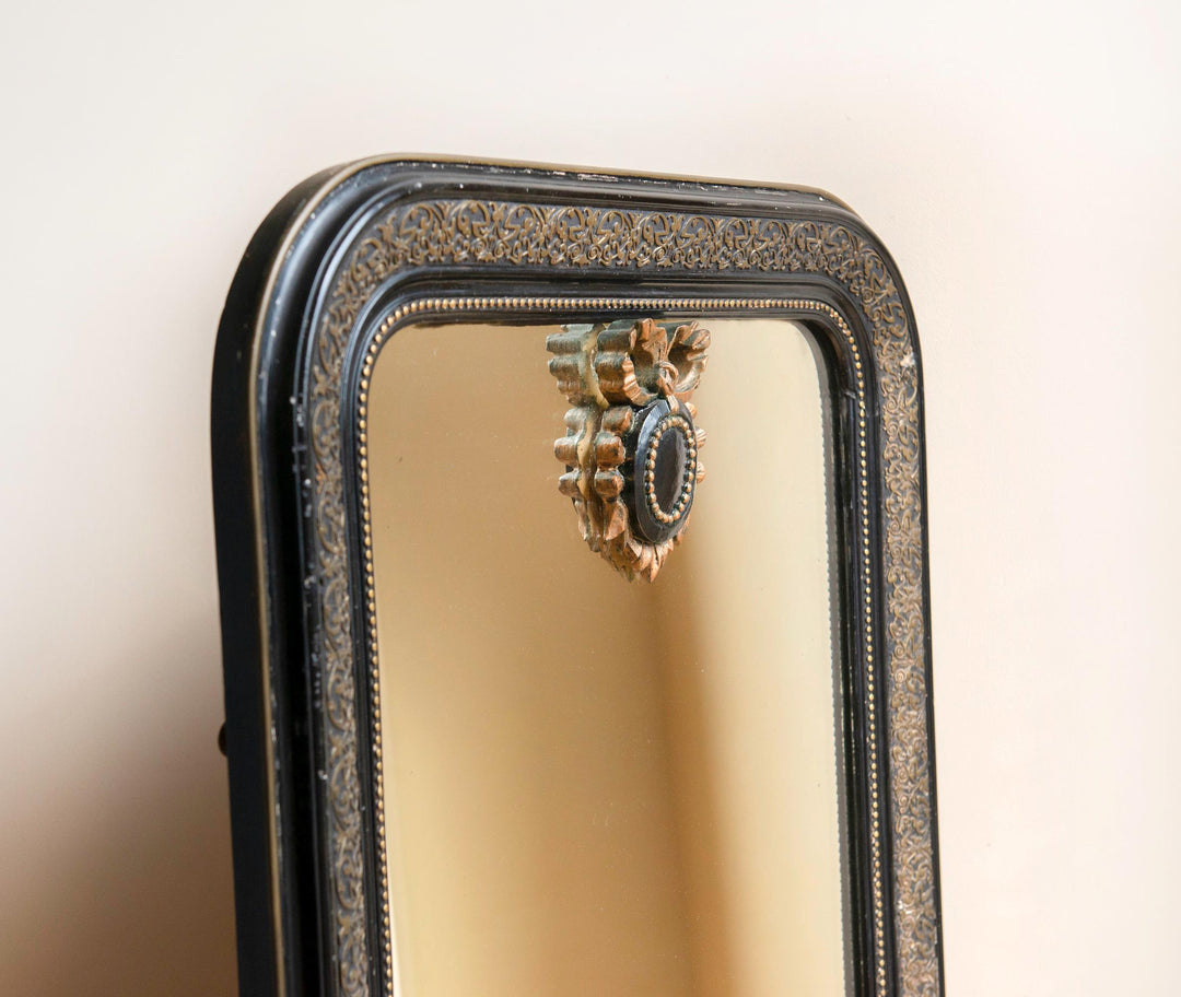 Antique French Black & Gold Louis Philippe Arch Mirror