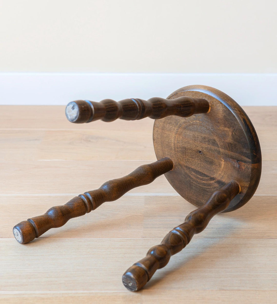 Vintage Oak Tripod Stool with Turned Legs
