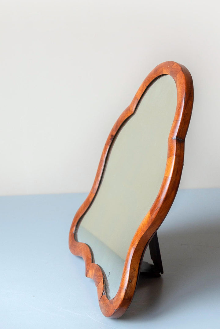 Antique Biedermeier Walnut Table Mirror - 19th Century