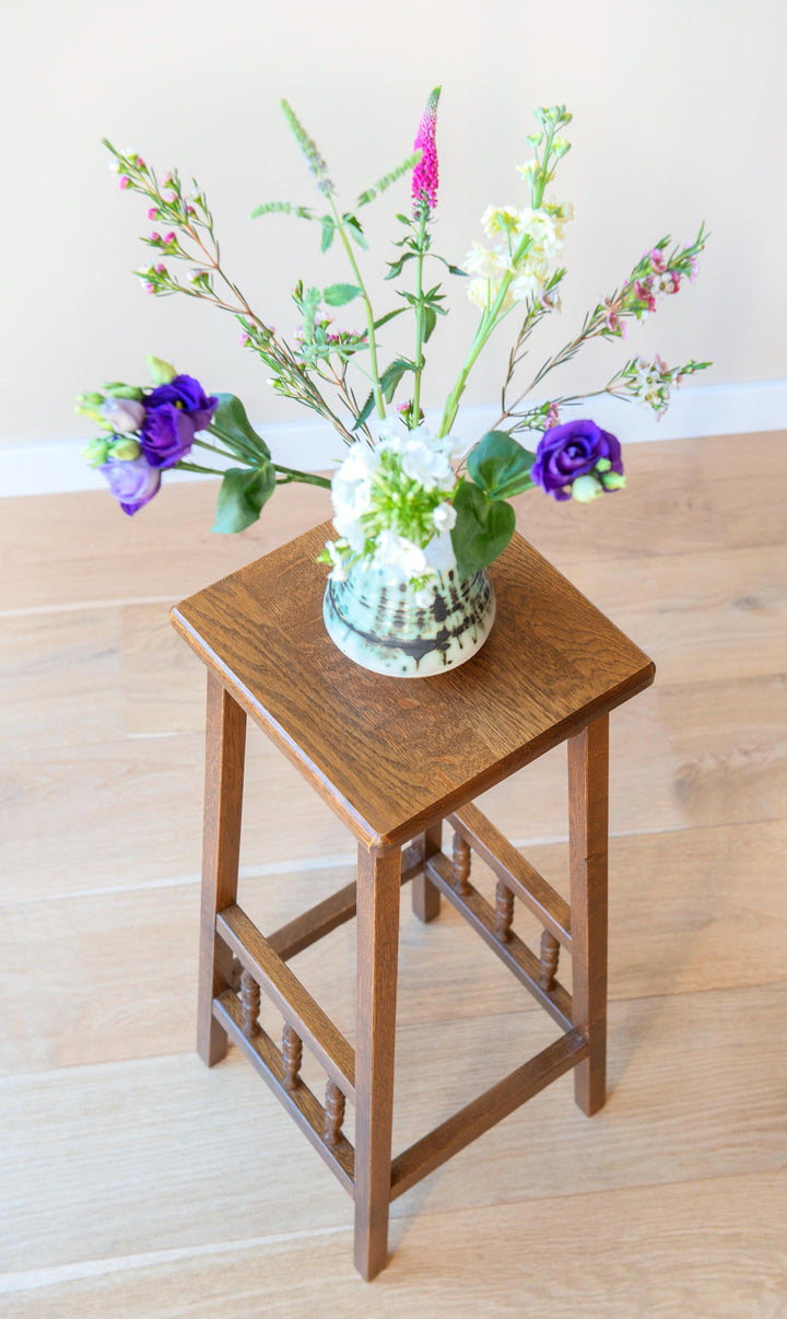 Vintage Dutch Oak Plant Stand with Spindle Details
